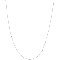 Olas d'Oro - 14K White Gold Bead Station Adjustable Necklace - 2mm Beads