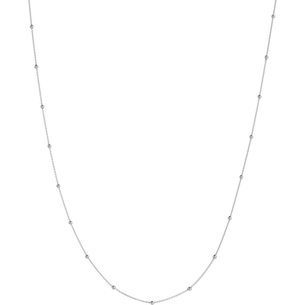 Olas d'Oro - 14K White Gold Bead Station Adjustable Necklace - 2mm Beads