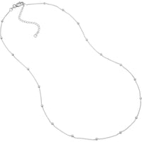 Olas d'Oro - 14K White Gold Bead Station Adjustable Necklace - 2mm Beads