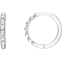 Olas d'Oro - 14K White Gold Beaded Huggie Hoop Earrings - 1.72 Grams