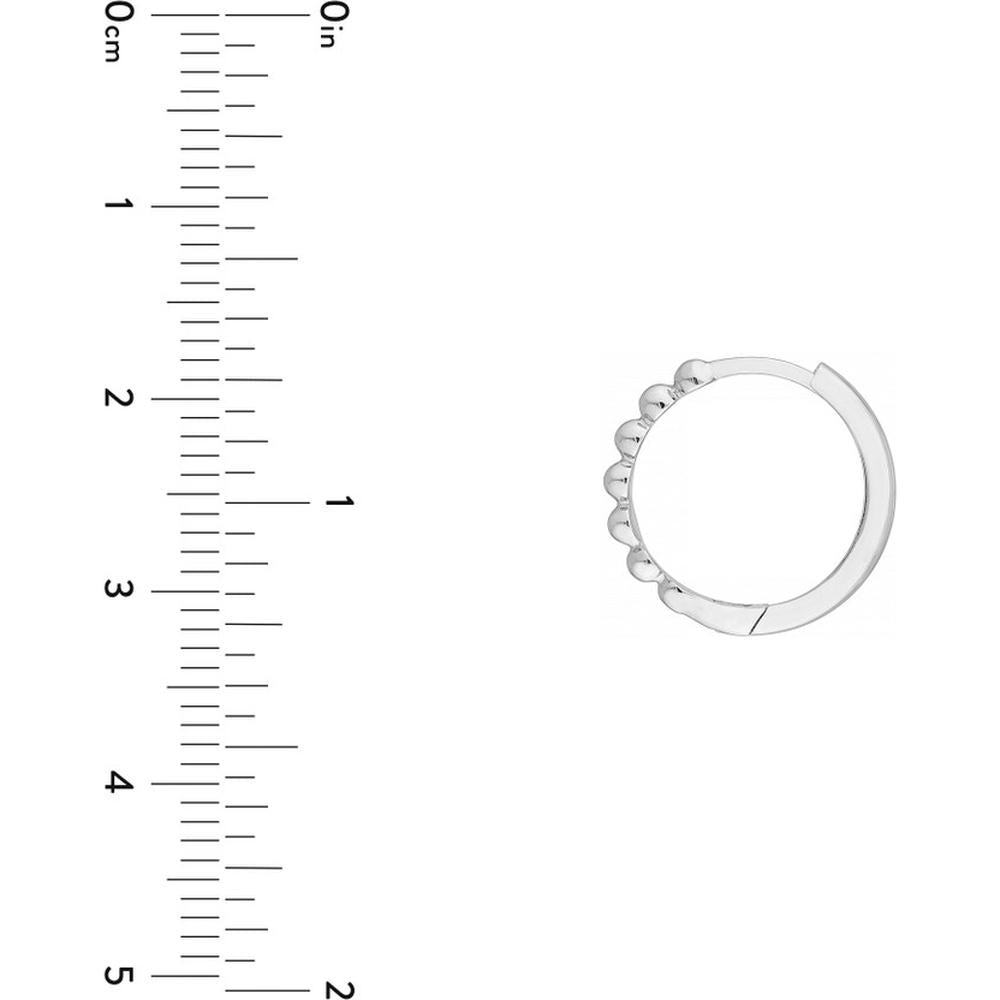 Olas d'Oro - 14K White Gold Beaded Huggie Hoop Earrings - 1.72 Grams