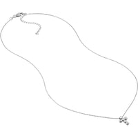 Olas d'Oro - 14K White Gold Beaded Mini Cross Adjustable Necklace 2.59 Grams Total Weight