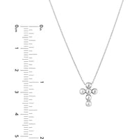 Olas d'Oro - 14K White Gold Beaded Mini Cross Adjustable Necklace 2.59 Grams Total Weight