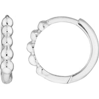 Olas d'Oro - 14K White Gold Beaded Mini Huggie Earrings - 1.55 Grams