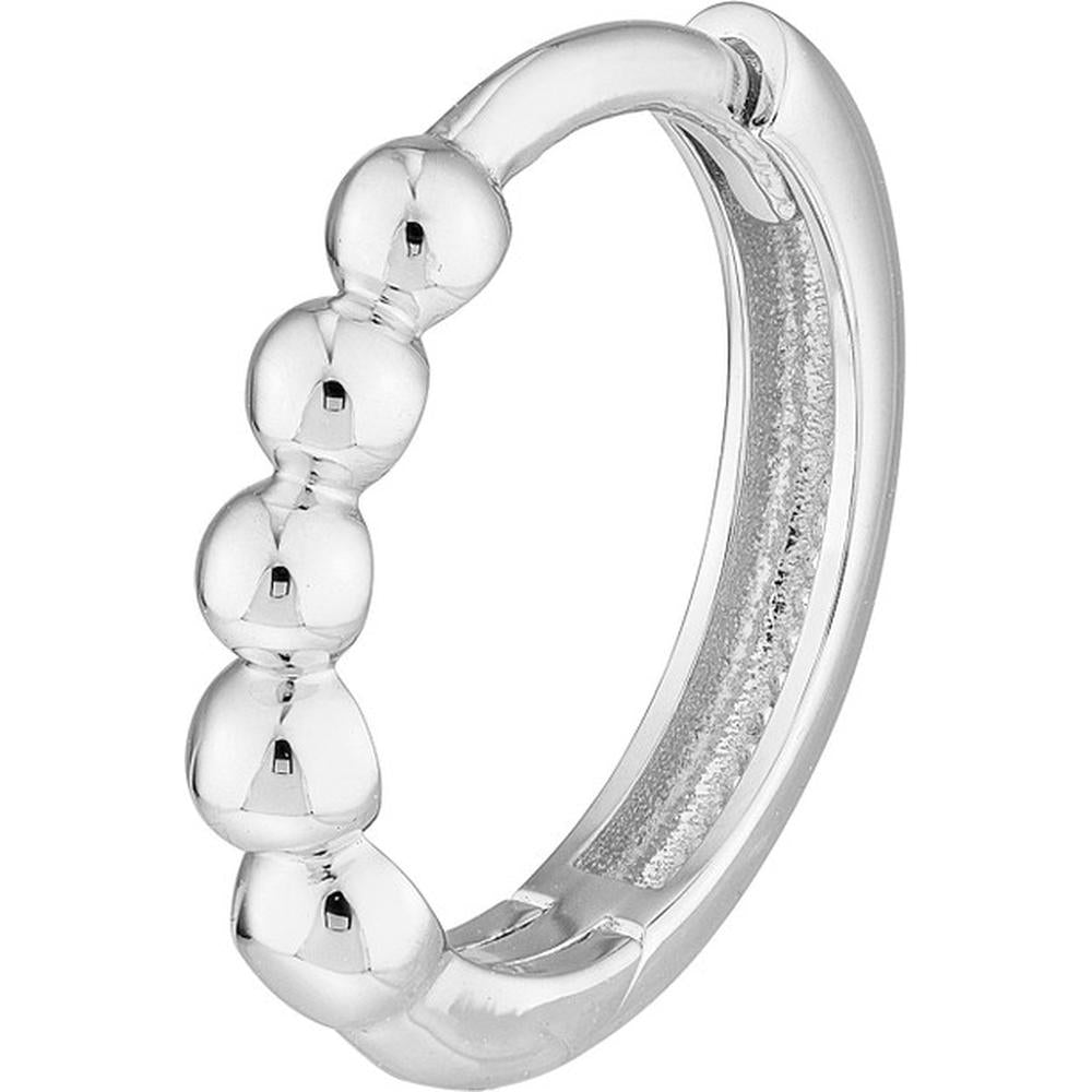 Olas d'Oro - 14K White Gold Beaded Mini Huggie Earrings - 1.55 Grams