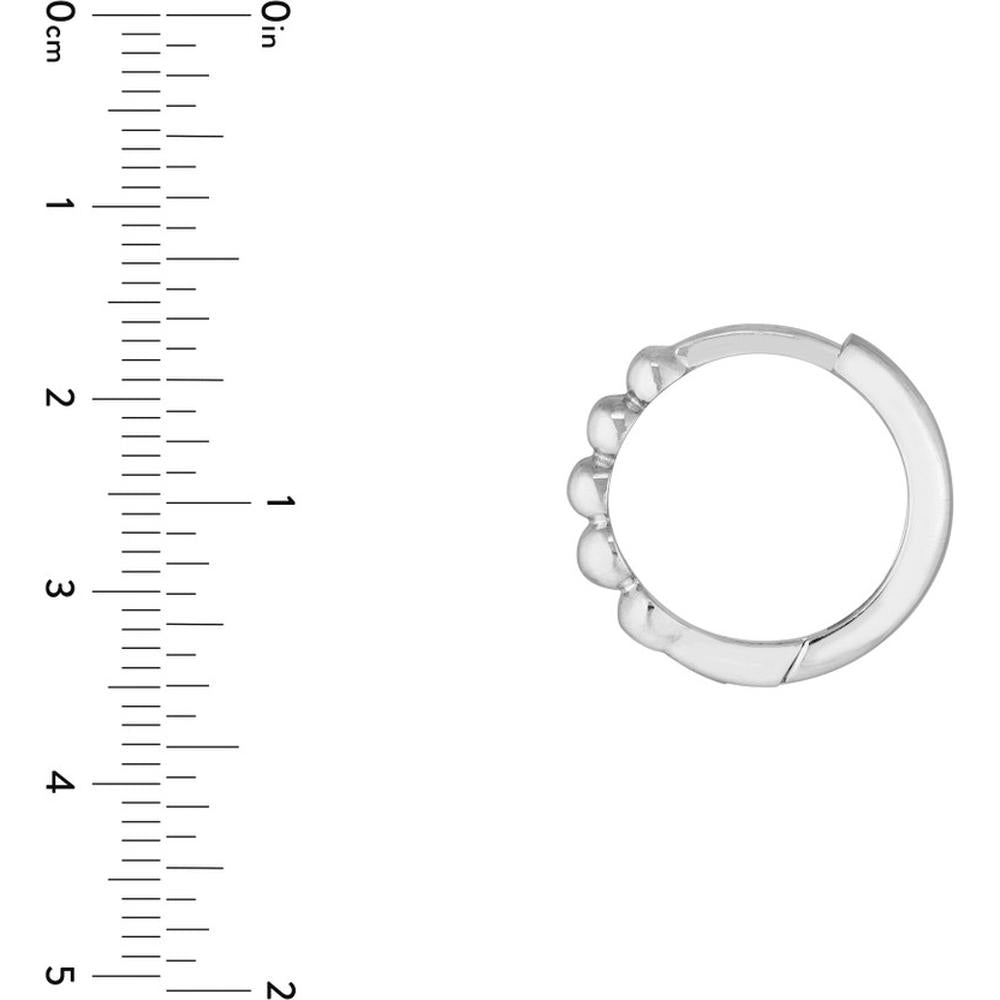 Olas d'Oro - 14K White Gold Beaded Mini Huggie Earrings - 1.55 Grams