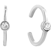 Olas d'Oro - 14K White Gold Bezel Diamond Earring Cuff with 1/20 Carat Diamond - 0.06 Carat Total Diamond Weight