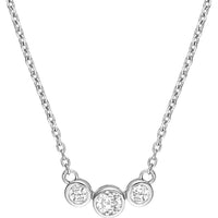Olas d'Oro - 14K White Gold Bezel Set 3 Stone Graduated Diamond Necklace - 3/8 Carat Total Diamond Weight