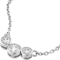Olas d'Oro - 14K White Gold Bezel Set 3 Stone Graduated Diamond Necklace - 3/8 Carat Total Diamond Weight