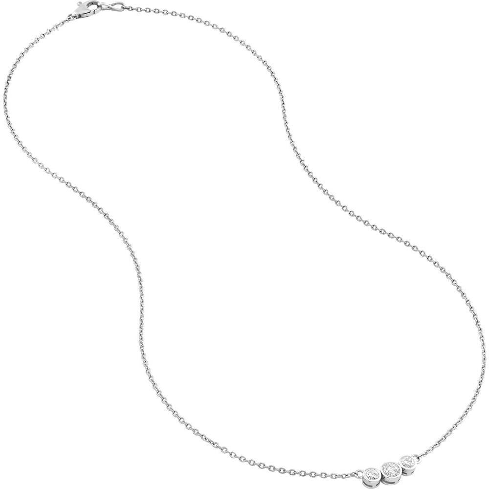 Olas d'Oro - 14K White Gold Bezel Set 3 Stone Graduated Diamond Necklace - 3/8 Carat Total Diamond Weight