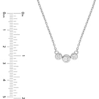 Olas d'Oro - 14K White Gold Bezel Set 3 Stone Graduated Diamond Necklace - 3/8 Carat Total Diamond Weight