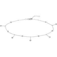 Olas d'Oro - 14K White Gold Bezel Set CZ Drop Adjustable Anklet - 2.78 Grams Total Weight
