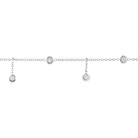 Olas d'Oro - 14K White Gold Bezel Set CZ Drop Adjustable Anklet - 2.78 Grams Total Weight