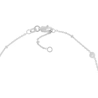 Olas d'Oro - 14K White Gold Bezel Set CZ Drop Adjustable Anklet - 2.78 Grams Total Weight