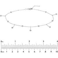 Olas d'Oro - 14K White Gold Bezel Set CZ Drop Adjustable Anklet - 2.78 Grams Total Weight
