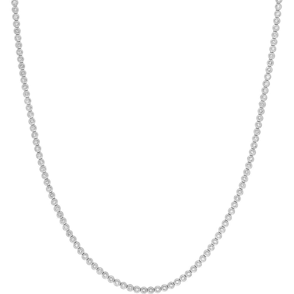 Olas d'Oro - 14K White Gold Bezel Set Diamond Necklace - 4.16 Carat Total Diamond Weight