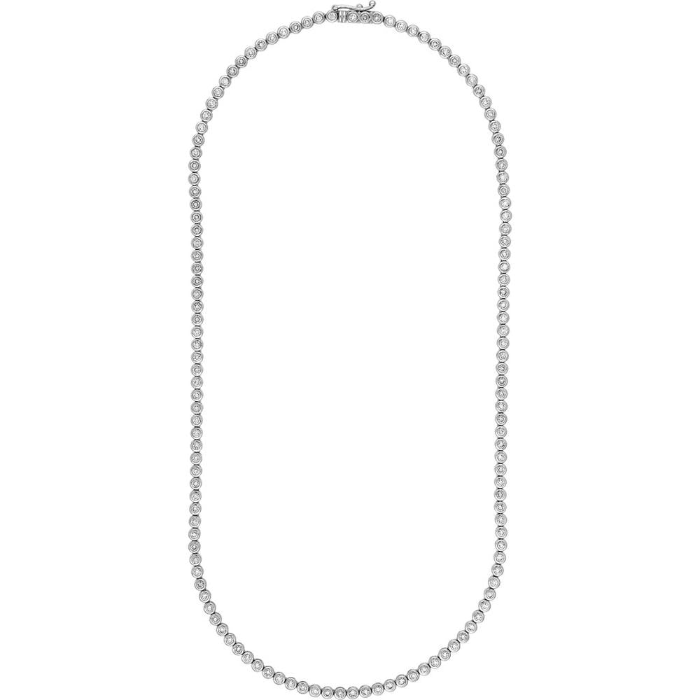 Olas d'Oro - 14K White Gold Bezel Set Diamond Necklace - 4.16 Carat Total Diamond Weight