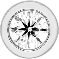 Olas d'Oro - 14K White Gold Bezel Set Diamond Stud Earrings - 1/5 Carat Total Diamond Weight