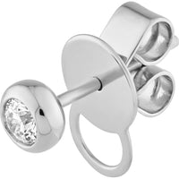Olas d'Oro - 14K White Gold Bezel Set Diamond Stud Earrings - 1/5 Carat Total Diamond Weight