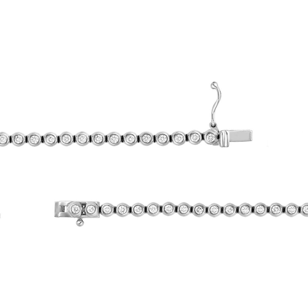 Olas d'Oro - 14K White Gold Bezel Set Diamond Tennis Bracelet - 1.12 Carat Total Diamond Weight