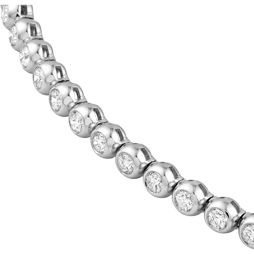 Olas d'Oro - 14K White Gold Bezel Set Diamond Tennis Bracelet - 1.50 Carat Total Diamond Weight