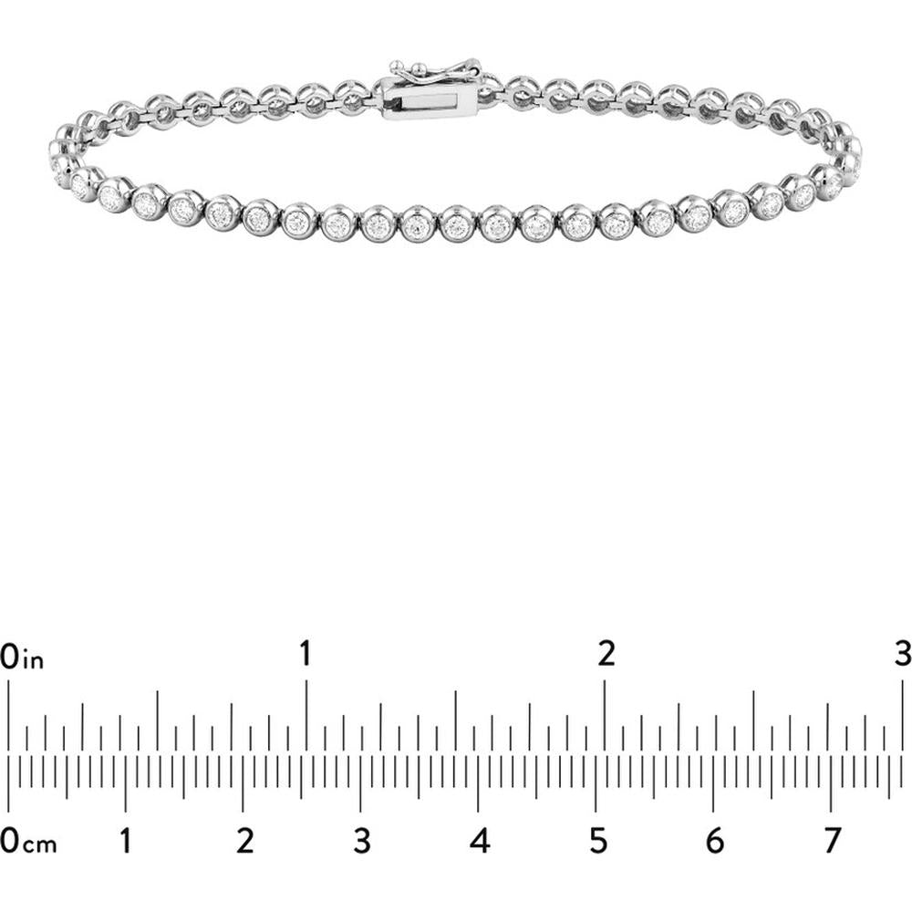 Olas d'Oro - 14K White Gold Bezel Set Diamond Tennis Bracelet - 2.26 Carat Total Diamond Weight