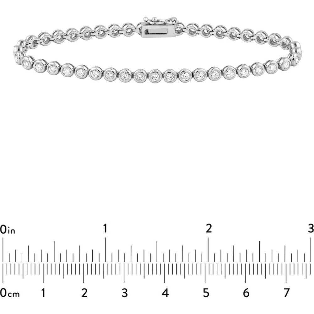 Olas d'Oro - 14K White Gold Bezel Set Diamond Tennis Bracelet - 2.66 Carat Total Diamond Weight