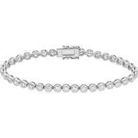 Olas d'Oro - 14K White Gold Bezel Set Diamond Tennis Bracelet - 4.18 Carat Total Diamond Weight