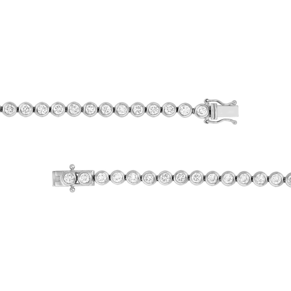 Olas d'Oro - 14K White Gold Bezel Set Diamond Tennis Bracelet - 4.18 Carat Total Diamond Weight