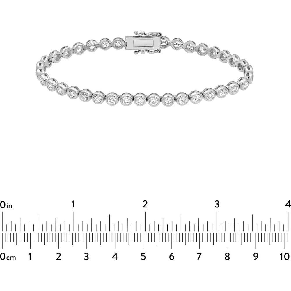 Olas d'Oro - 14K White Gold Bezel Set Diamond Tennis Bracelet - 4.18 Carat Total Diamond Weight