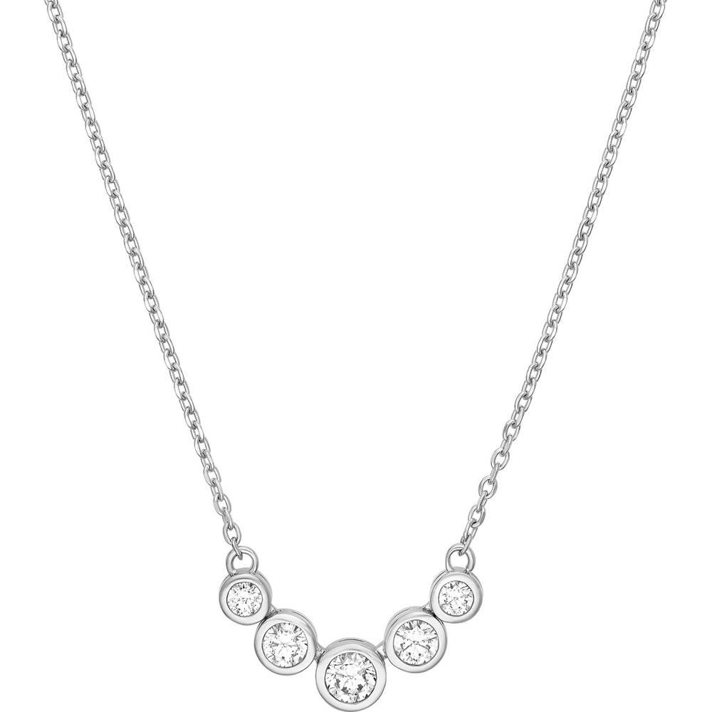 Olas d'Oro - 14K White Gold Bezel Set Graduated Diamond Necklace - 0.73 Carat Total Diamond Weight