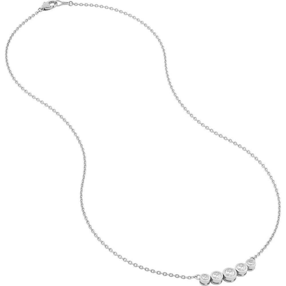 Olas d'Oro - 14K White Gold Bezel Set Graduated Diamond Necklace - 0.73 Carat Total Diamond Weight