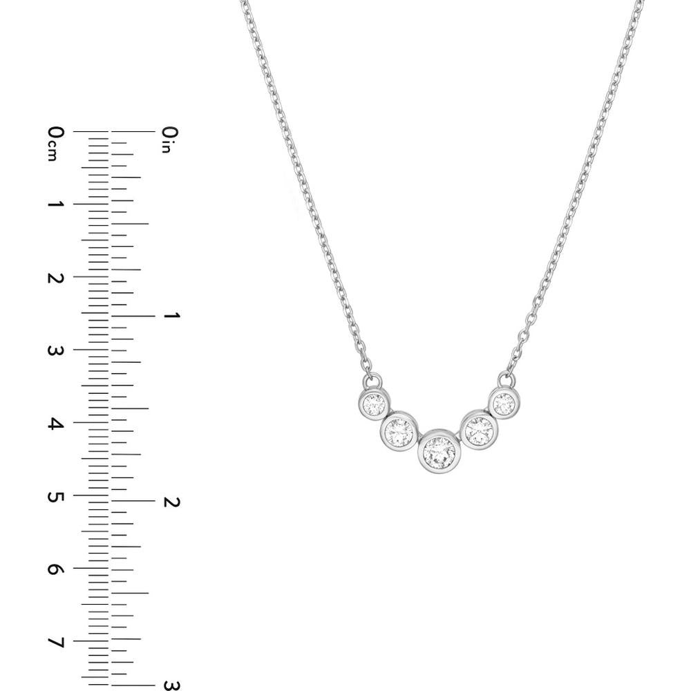 Olas d'Oro - 14K White Gold Bezel Set Graduated Diamond Necklace - 0.73 Carat Total Diamond Weight
