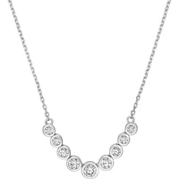 Olas d'Oro - 14K White Gold Bezel Set Graduated Diamond Necklace - 1.10 Carat Total Diamond Weight