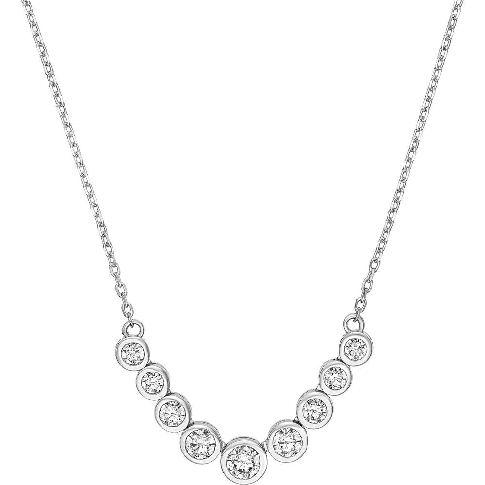 Olas d'Oro - 14K White Gold Bezel Set Graduated Diamond Necklace - 1.10 Carat Total Diamond Weight