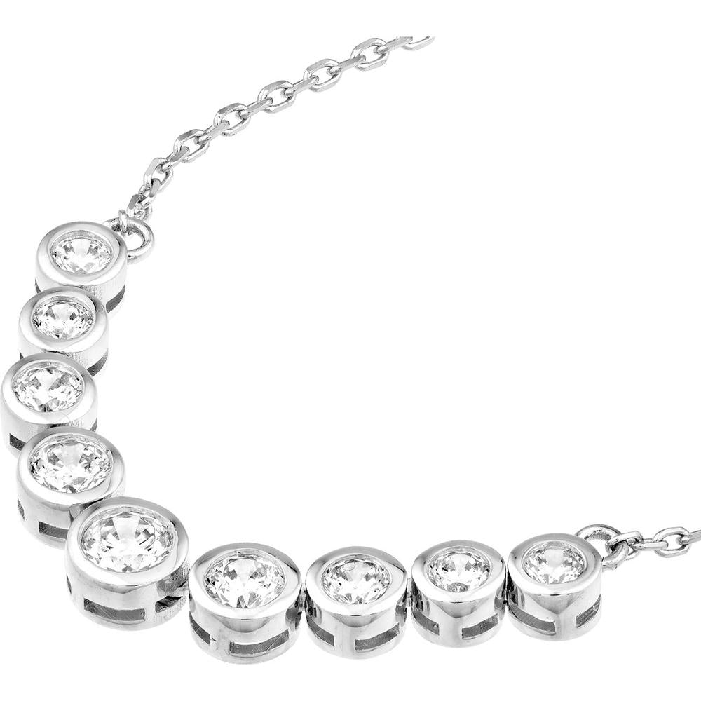 Olas d'Oro - 14K White Gold Bezel Set Graduated Diamond Necklace - 1.10 Carat Total Diamond Weight
