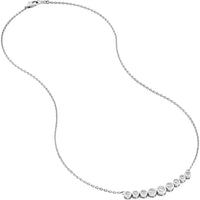 Olas d'Oro - 14K White Gold Bezel Set Graduated Diamond Necklace - 1.10 Carat Total Diamond Weight
