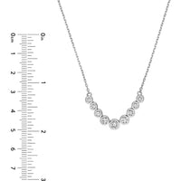 Olas d'Oro - 14K White Gold Bezel Set Graduated Diamond Necklace - 1.10 Carat Total Diamond Weight