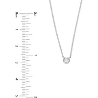 Olas d'Oro - 14K White Gold Bezel Set Round Diamond Necklace - 1/10 Carat Total Diamond Weight