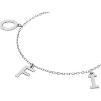 Olas d'Oro - 14K White Gold Block Initials Dangle Station Necklace with Lobster Clasp