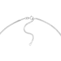 Olas d'Oro - 14K White Gold Block Nameplate Necklace with Bezel-Set Diamond - 0.03 Carat Total Diamond Weight