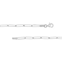 Olas d'Oro - 14K White Gold Block Nameplate Paper Clip Necklace - 4.80 Grams