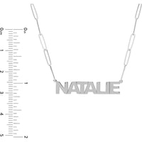 Olas d'Oro - 14K White Gold Block Nameplate Paper Clip Necklace - 4.80 Grams