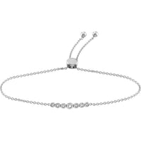Olas d'Oro - 14K White Gold Bolo Bracelet with Graduated Bezel-Set Diamonds - 0.10 Carat Total Diamond Weight
