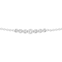 Olas d'Oro - 14K White Gold Bolo Bracelet with Graduated Bezel-Set Diamonds - 0.10 Carat Total Diamond Weight