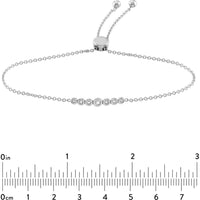 Olas d'Oro - 14K White Gold Bolo Bracelet with Graduated Bezel-Set Diamonds - 0.10 Carat Total Diamond Weight