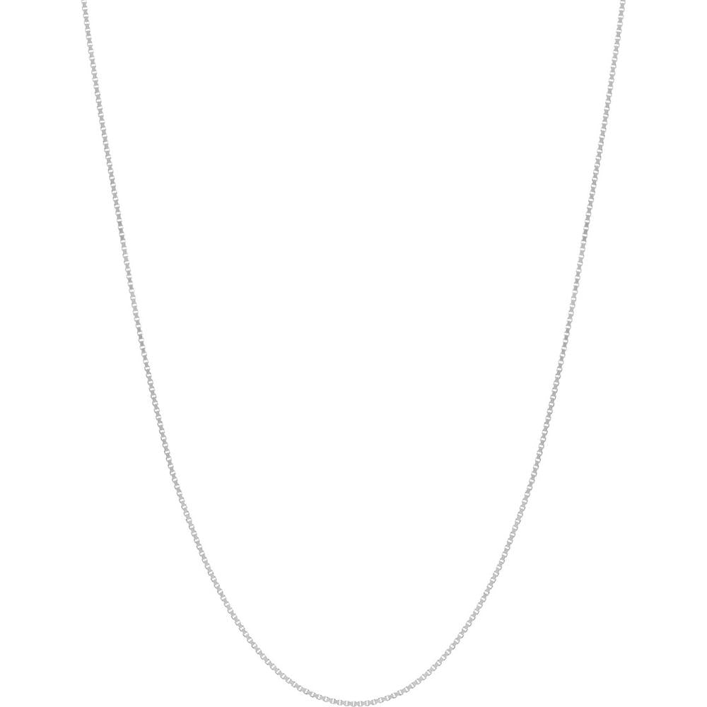 Olas d'Oro - 14K White Gold Box Chain Necklace 0.55mm 24" with Spring Ring Closure - 1.31 Grams