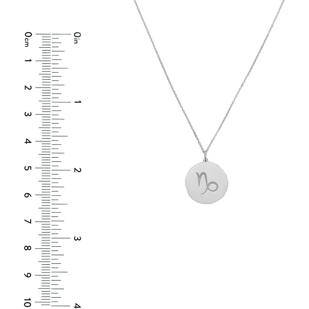 Olas d'Oro - 14K White Gold Capricorn Organic Disc Pendant Necklace