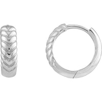 Olas d'Oro - 14K White Gold Chevron Twisted Hinge Hoop Earrings - 2.37 Grams Total Weight