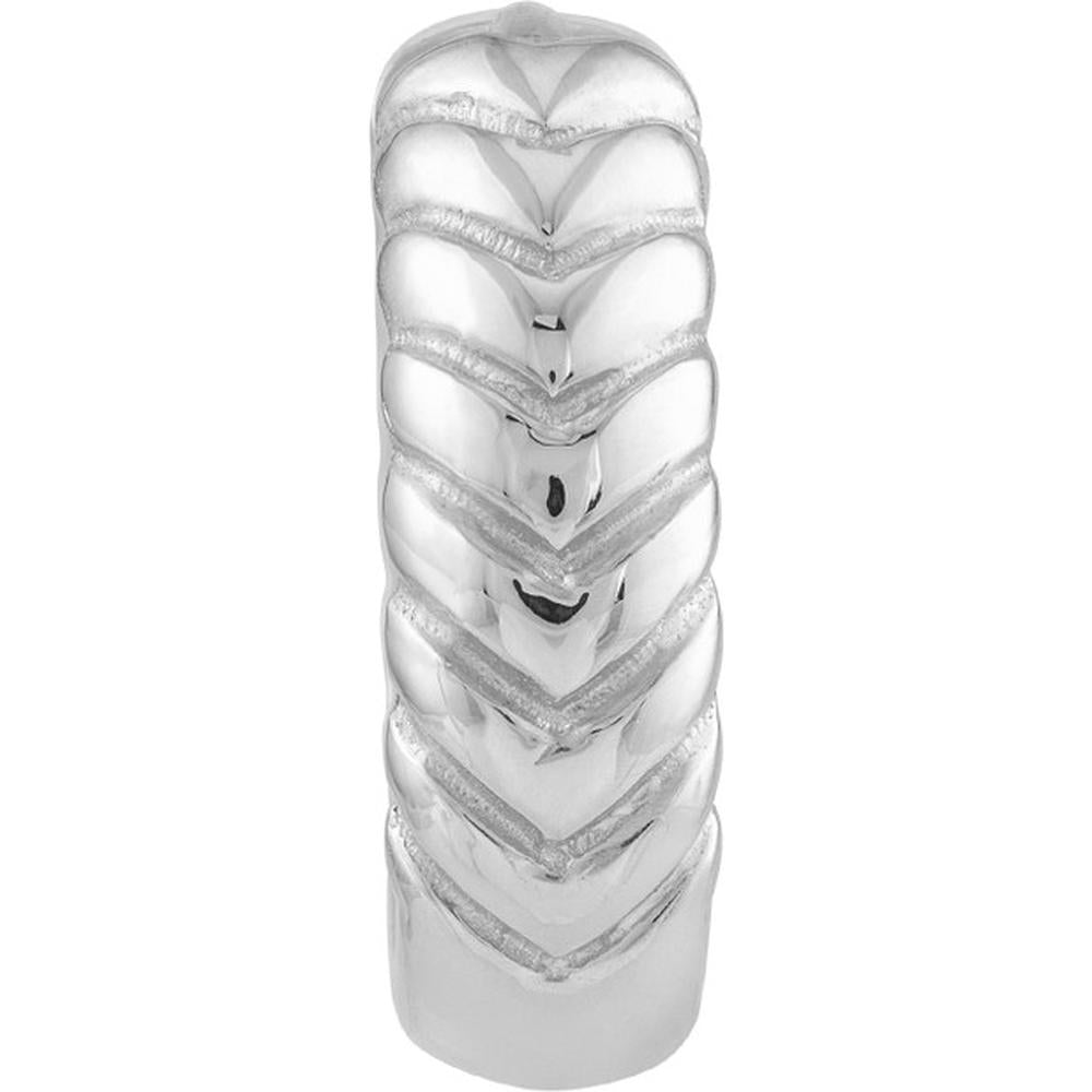 Olas d'Oro - 14K White Gold Chevron Twisted Hinge Hoop Earrings - 2.37 Grams Total Weight